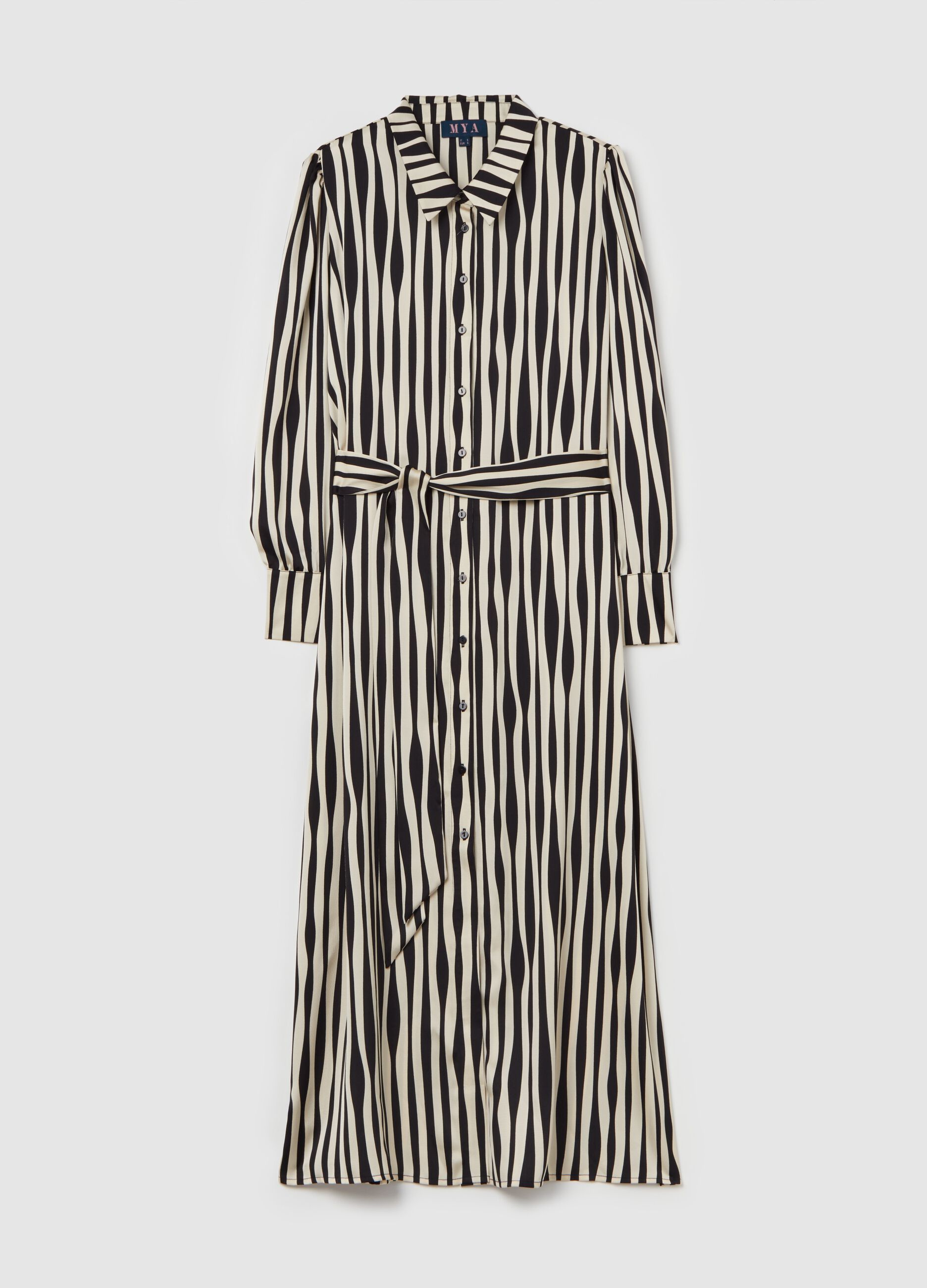 Curvy long shirt dress with stripes