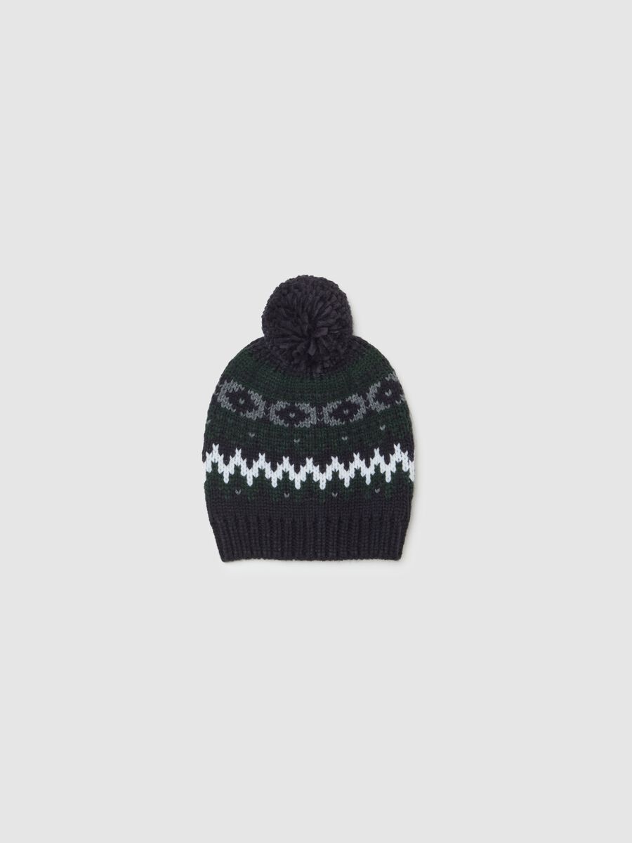 Bobble hat with jacquard motif_0