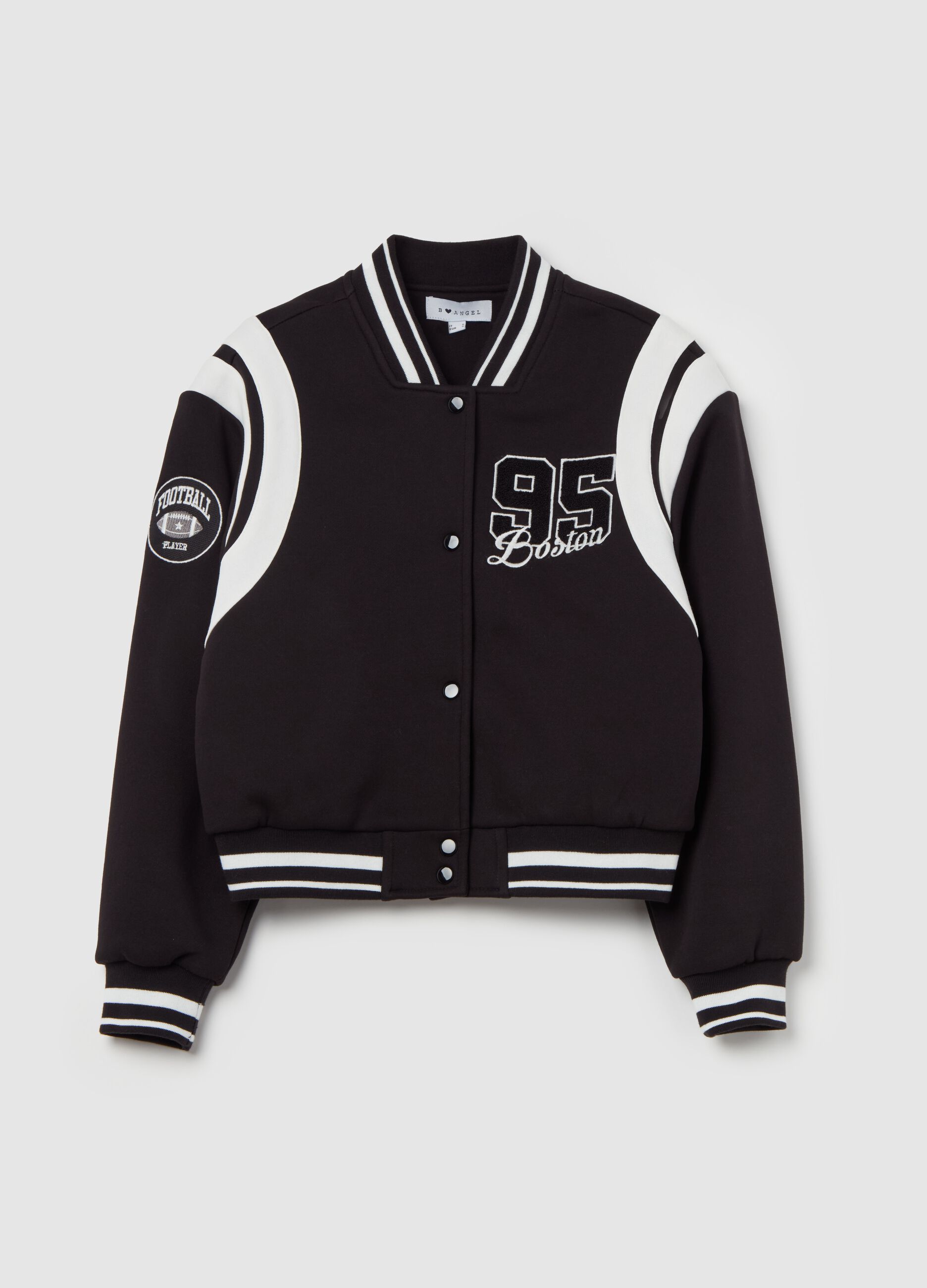 Oversized varsity bomber jacket with embroidery