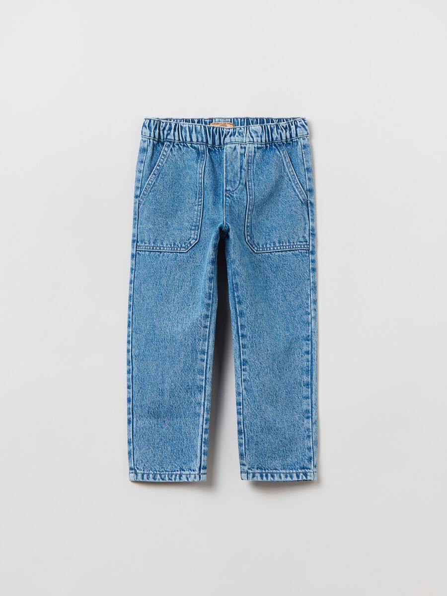 Denim joggers with pockets_0