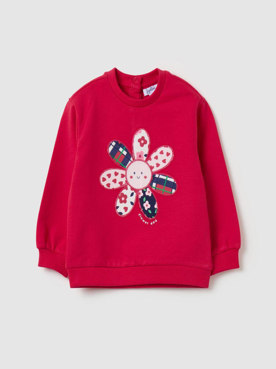 Sweatshirt in French terry with flower patchwork_0