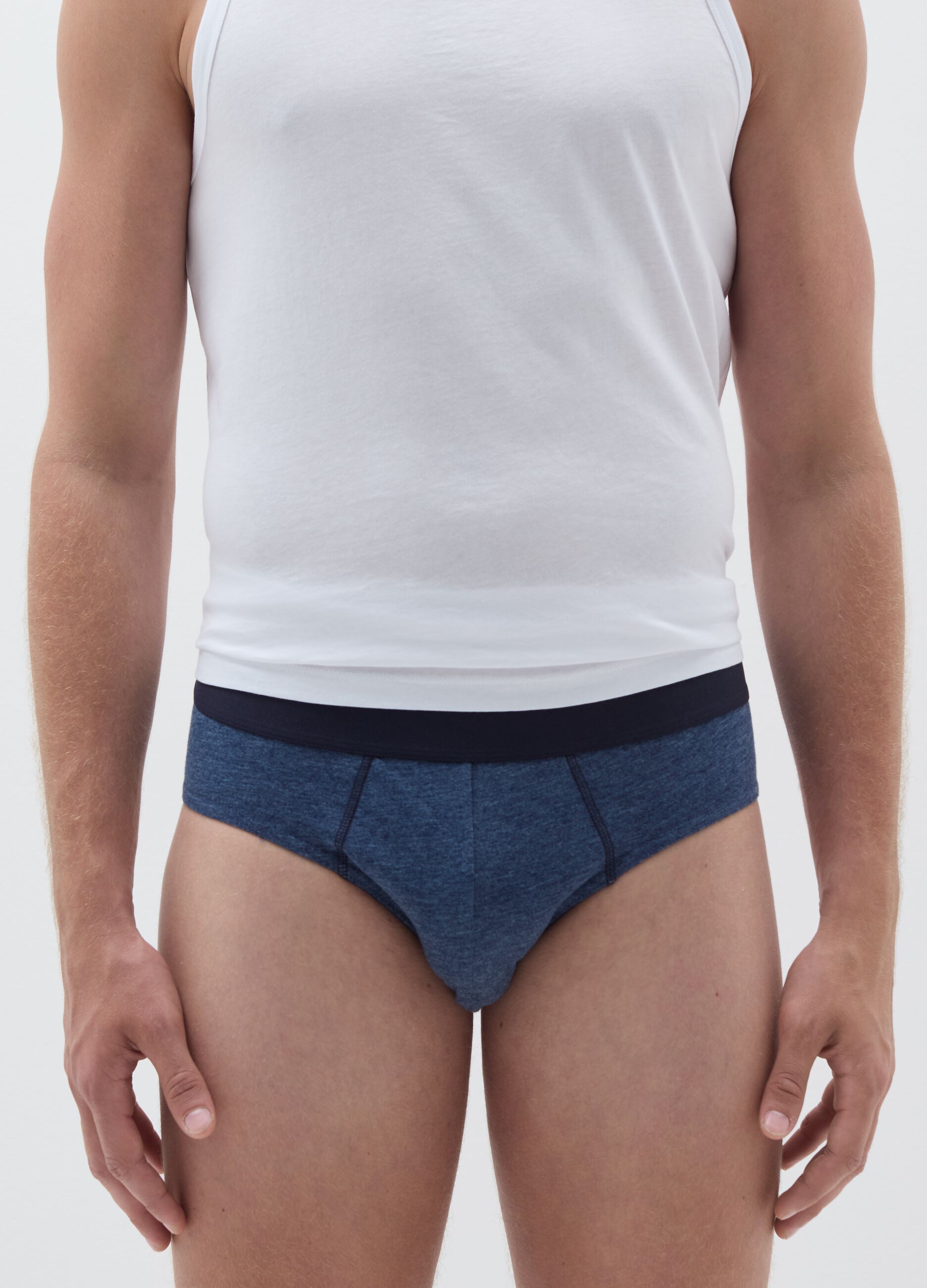 Five-pack briefs in organic cotton with external elastic