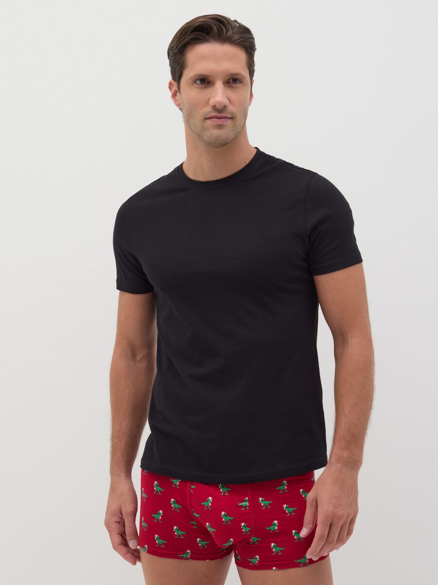 Stretch organic cotton boxer shorts with all-over print_0