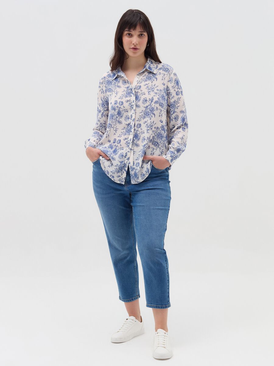 Curvy cropped-fit jeans with five pockets_0