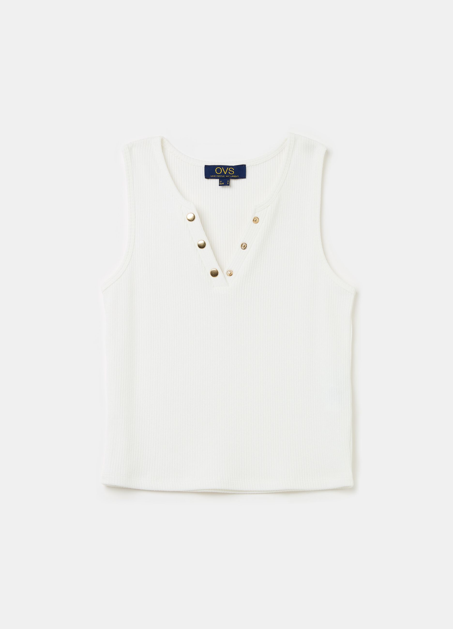 Tank top with V neck with buttons