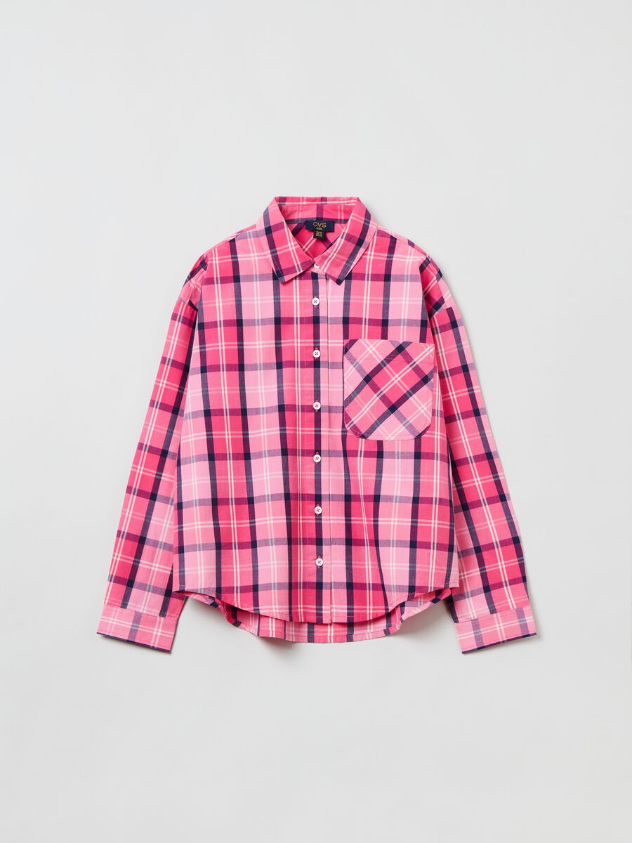 Cotton shirt with check print_0