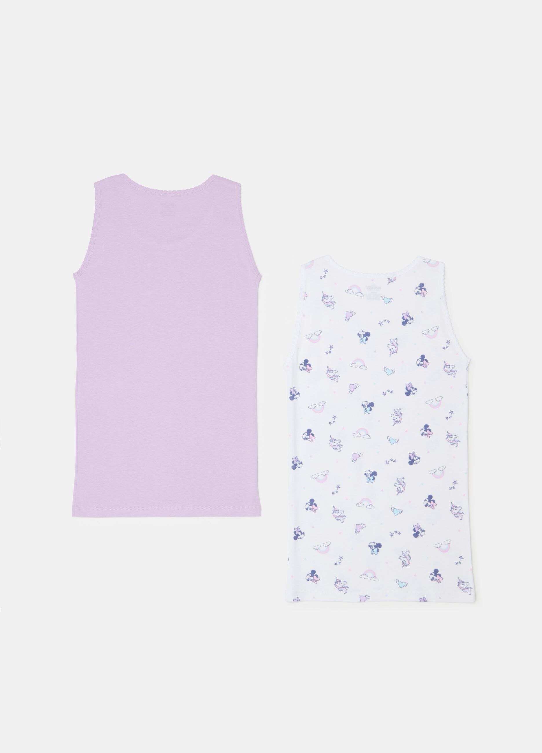 Two-pack vests in organic cotton with Minnie Mouse print