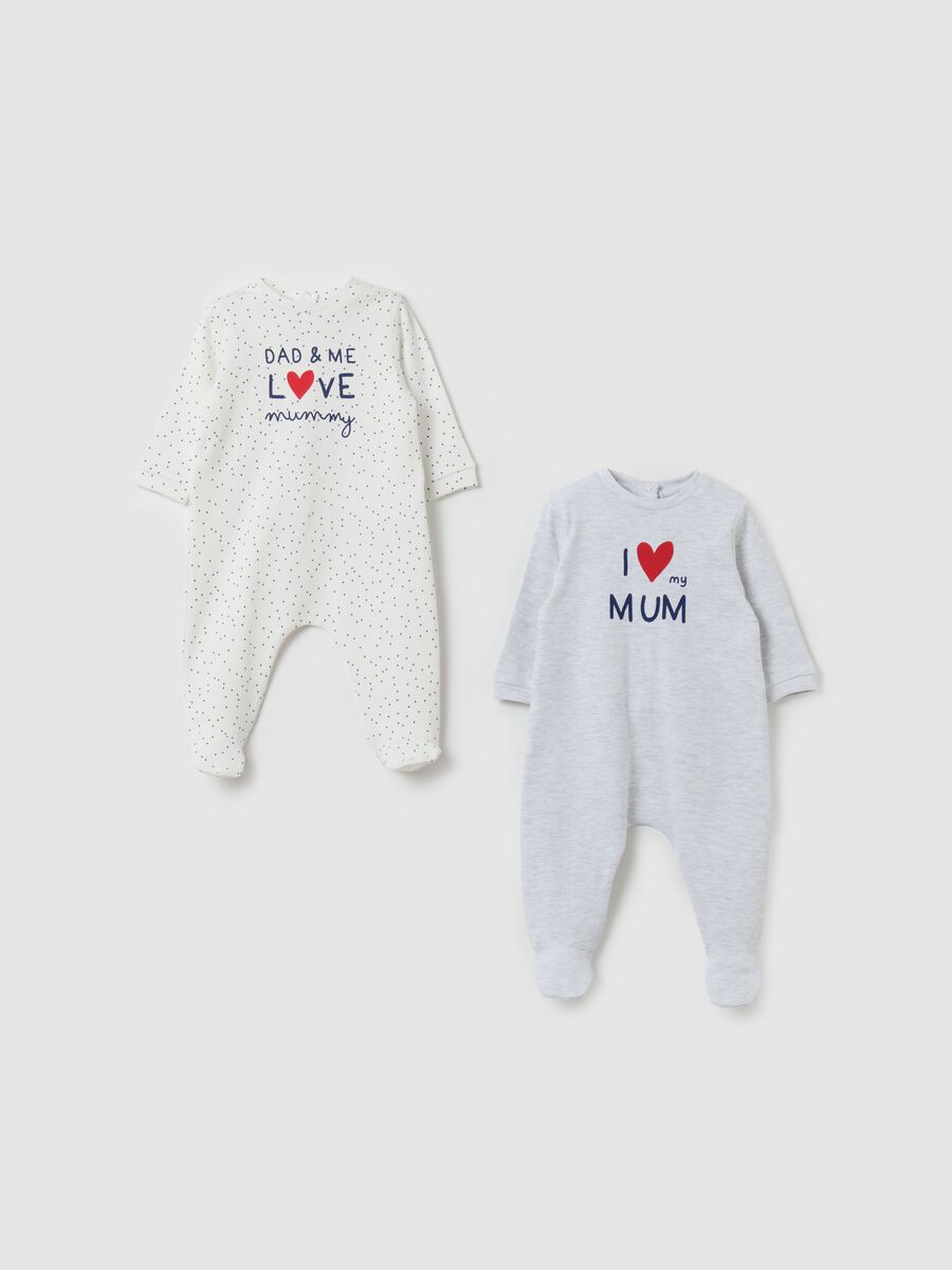 Two-pack I Love Mum onesies with feet_0