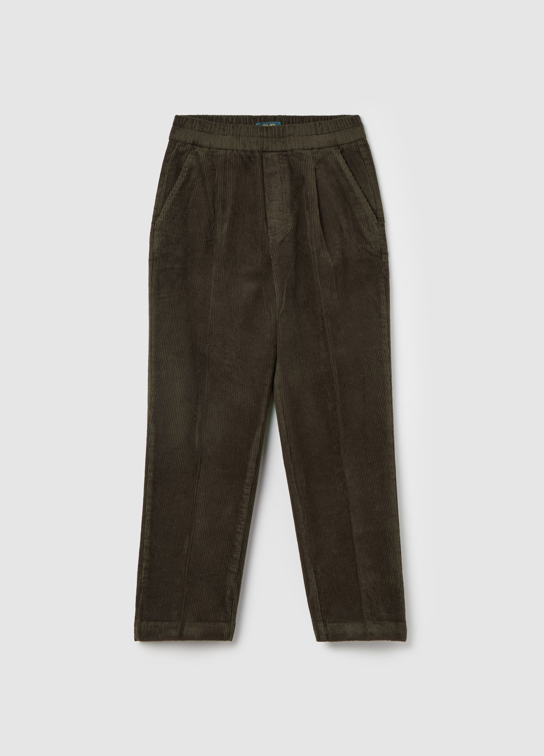 Pantalone carrot fit in corduroy con pinces