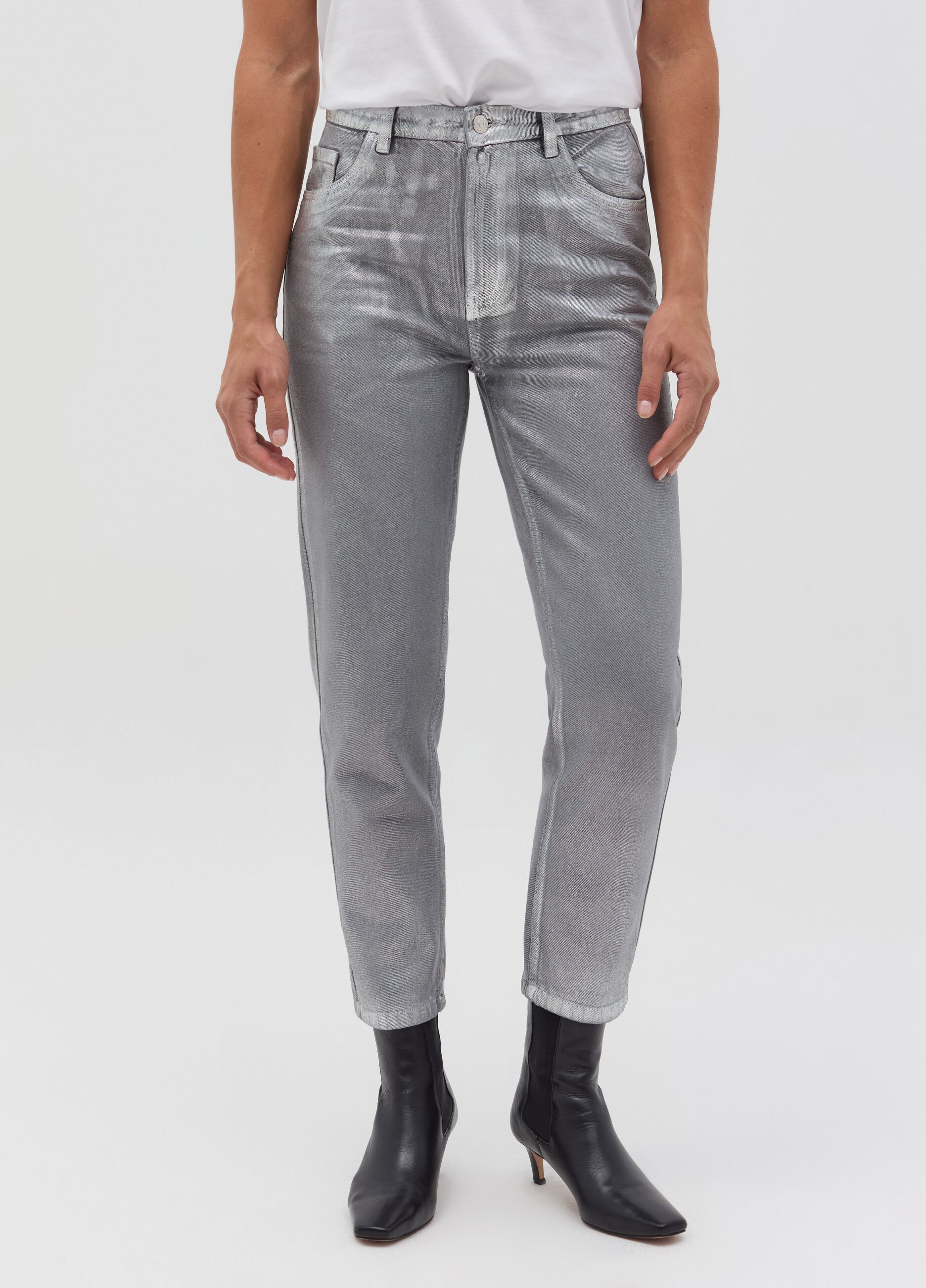 Straight-fit jeans in foil