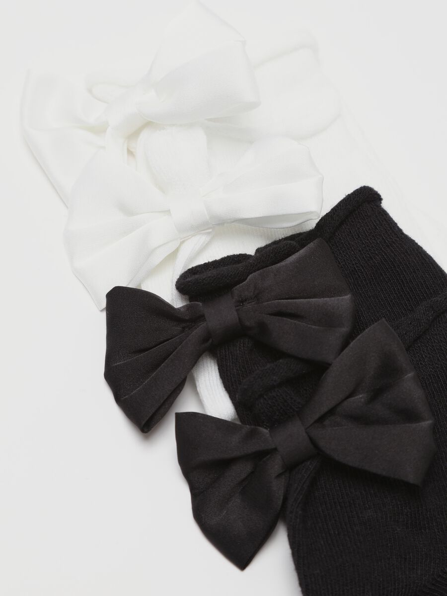 Two-pair pack socks in organic cotton with bows_1