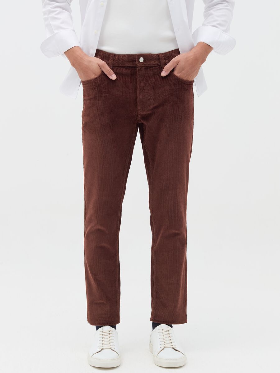 Trousers with five pockets in corduroy_1