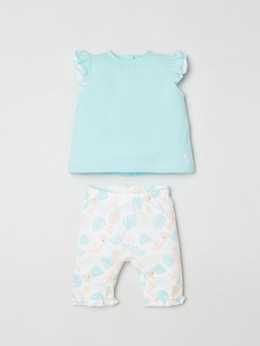 T-shirt and leggings set in cotton with print_0