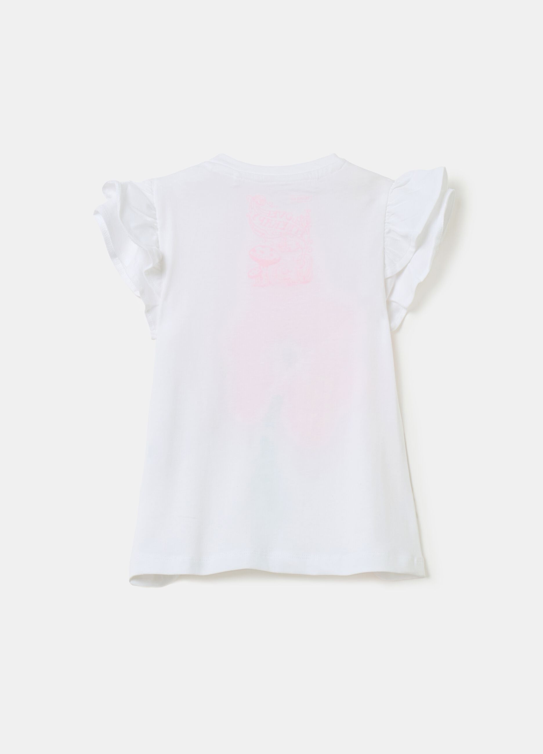 T-shirt with flounce and tulle flower
