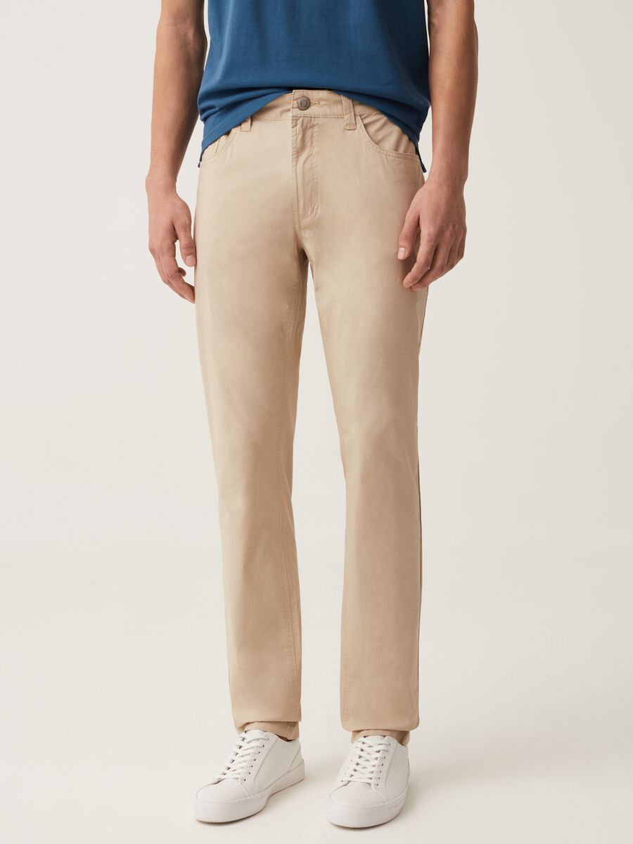 Five-pocket poplin trousers_1