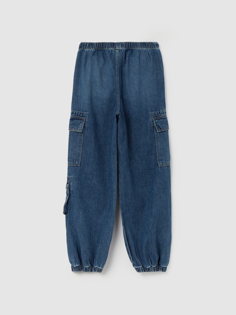 Parachute cargo joggers in denim_4