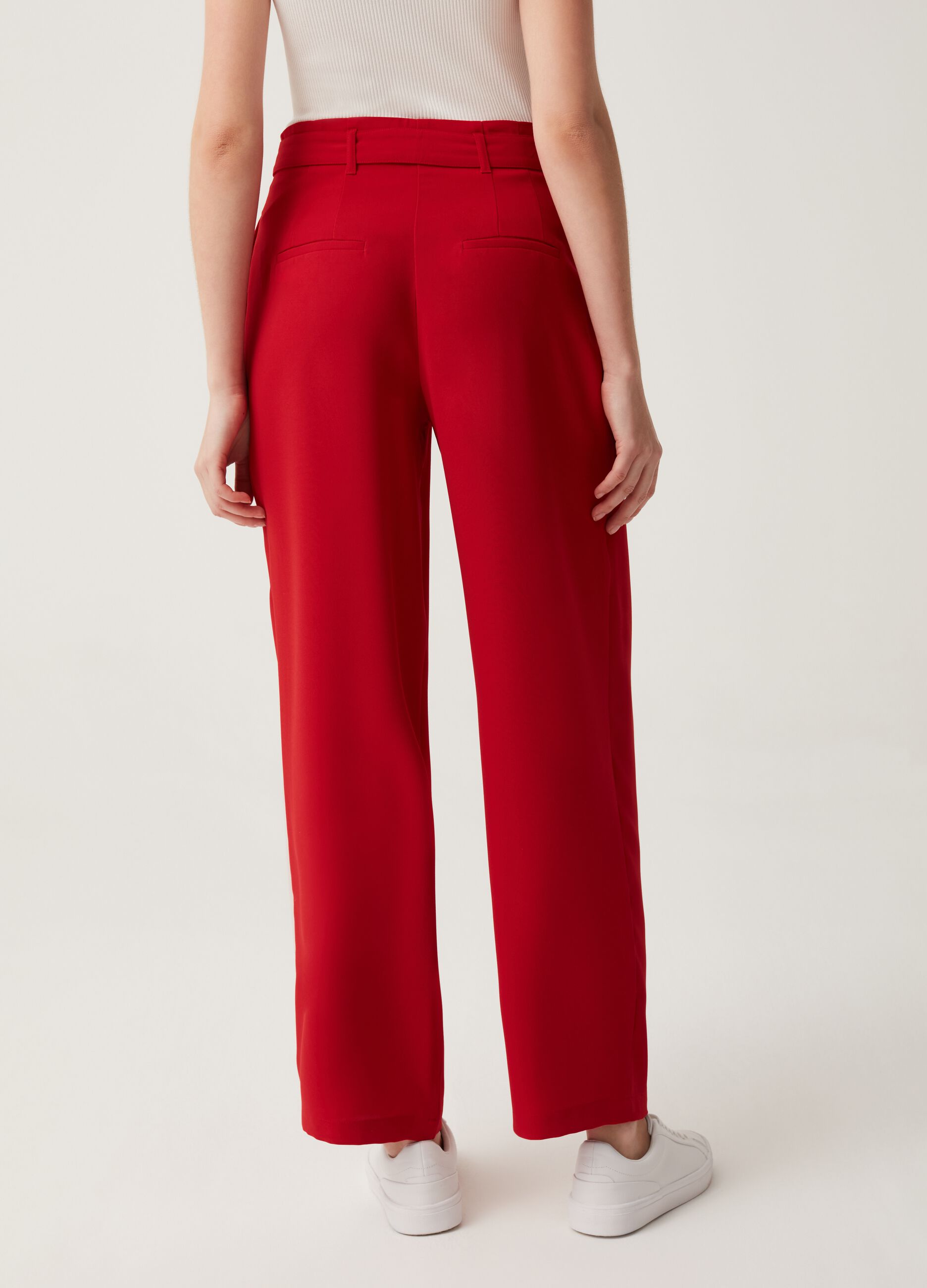 Womans Geranium Red Highrise trousers with darts  OVS