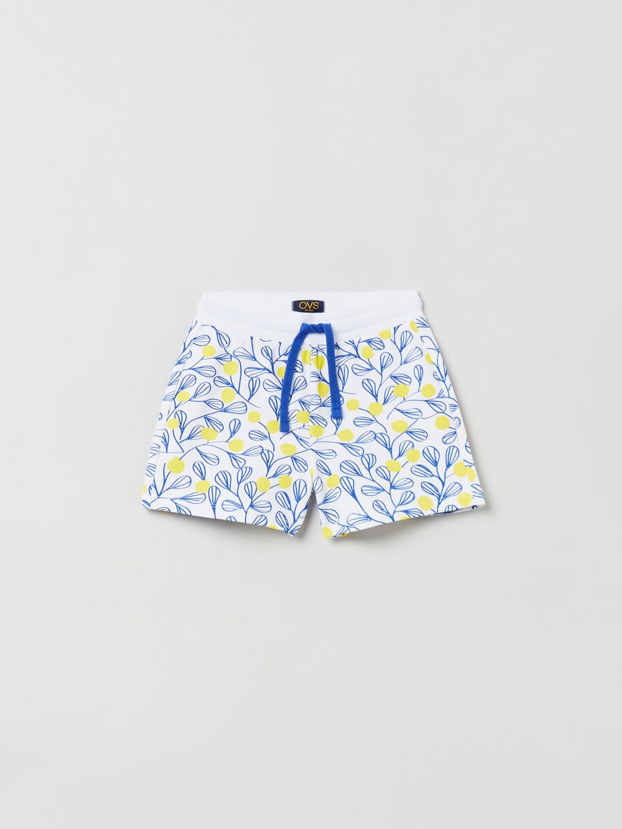 Shorts in cotone con coulisse e stampa_0