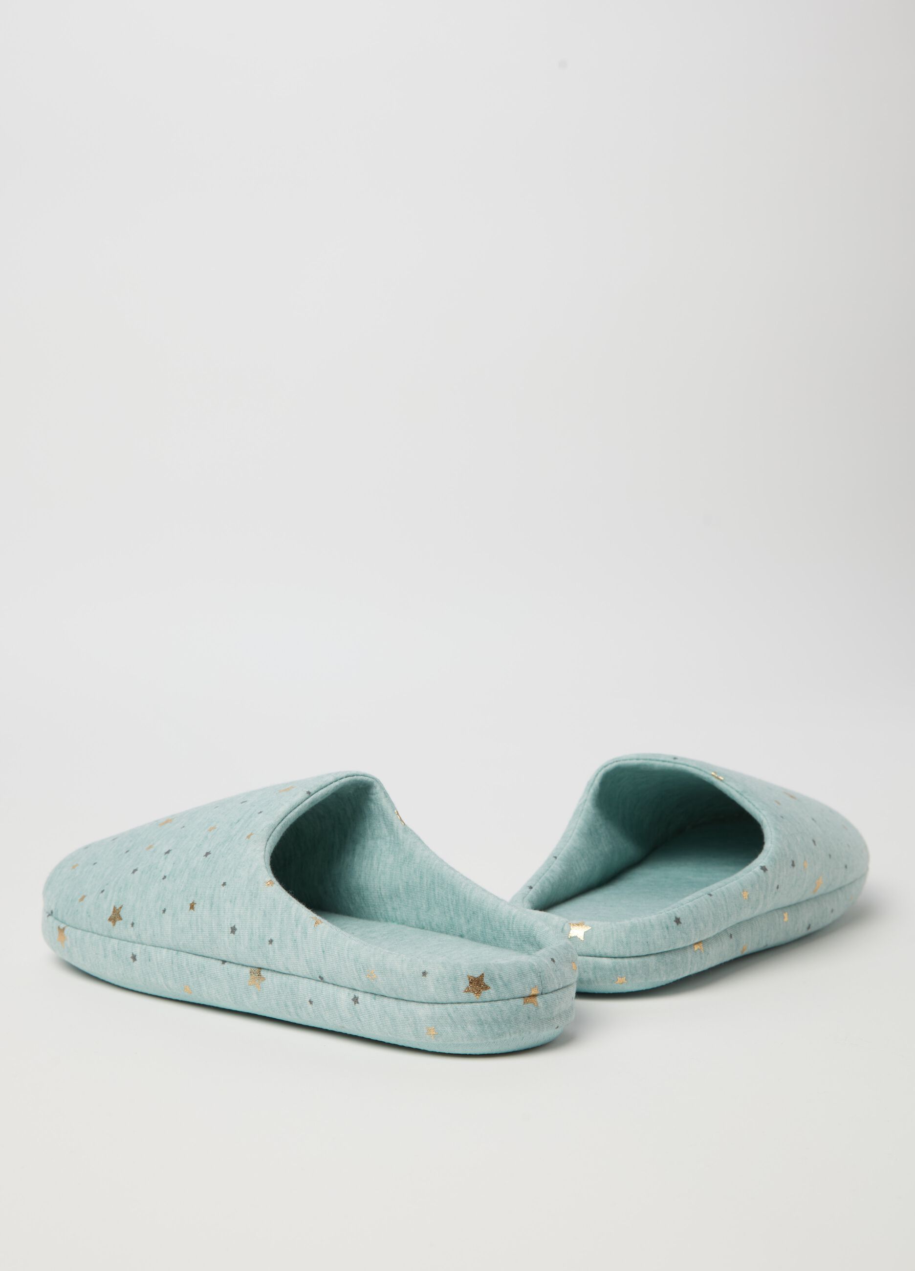 Slippers with small stars print in foil