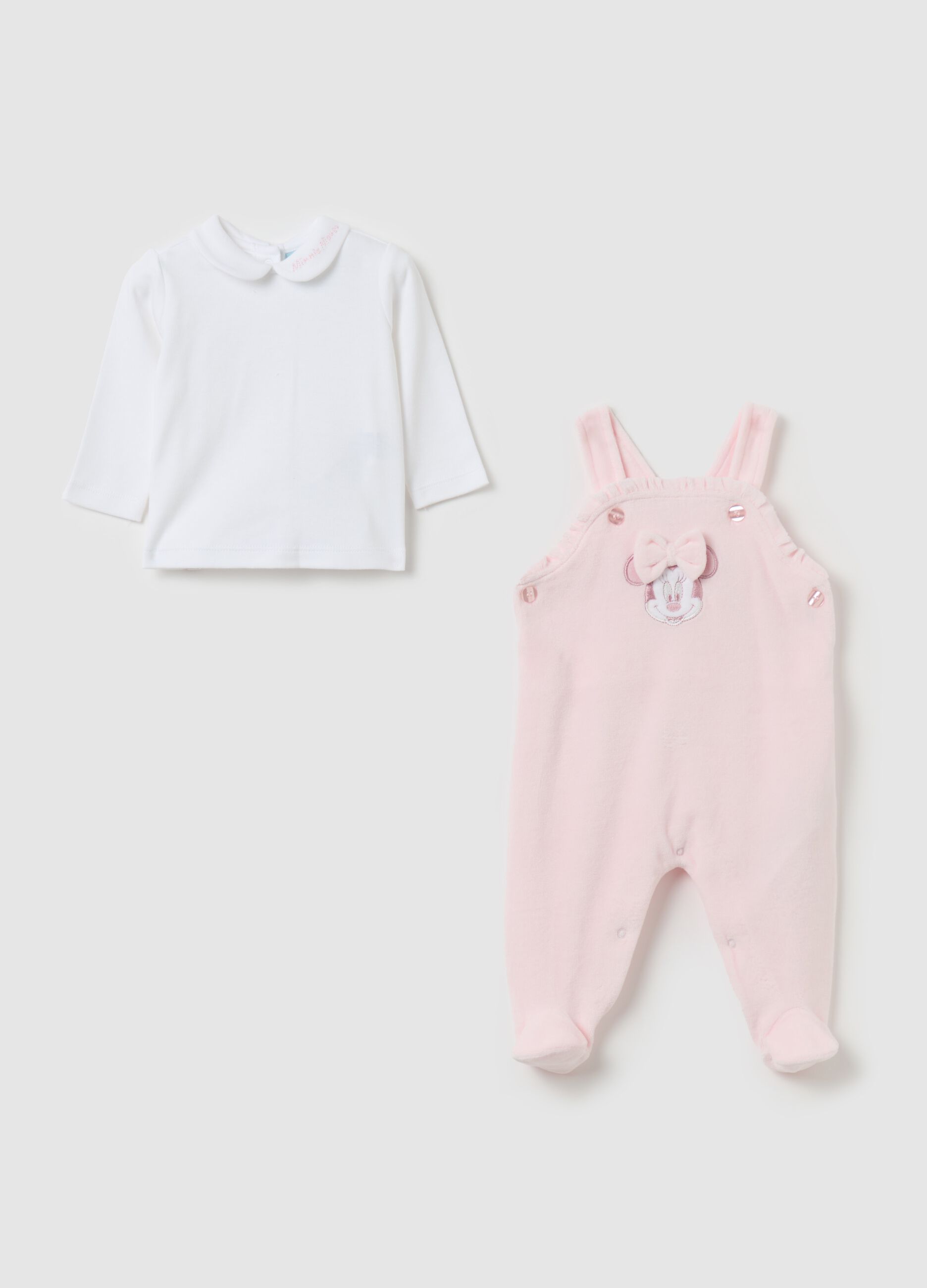 Minnie Mouse set with T-shirt and dungarees with feet