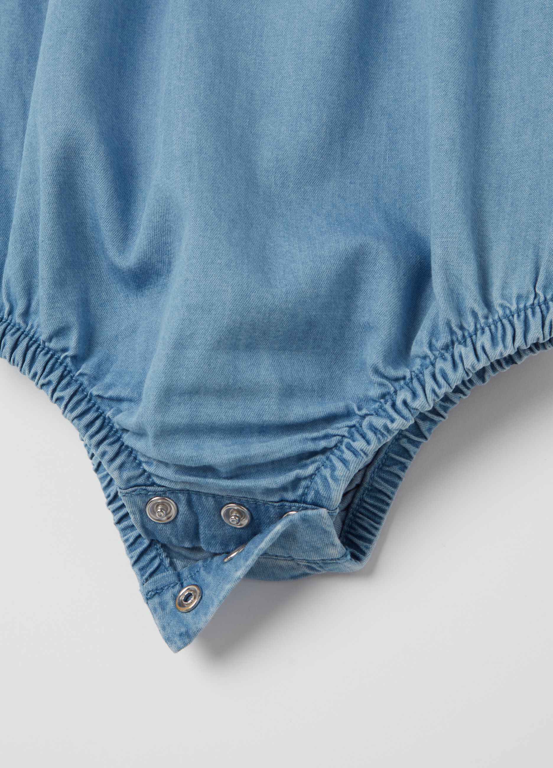 Denim bodysuit shirt with embroidery