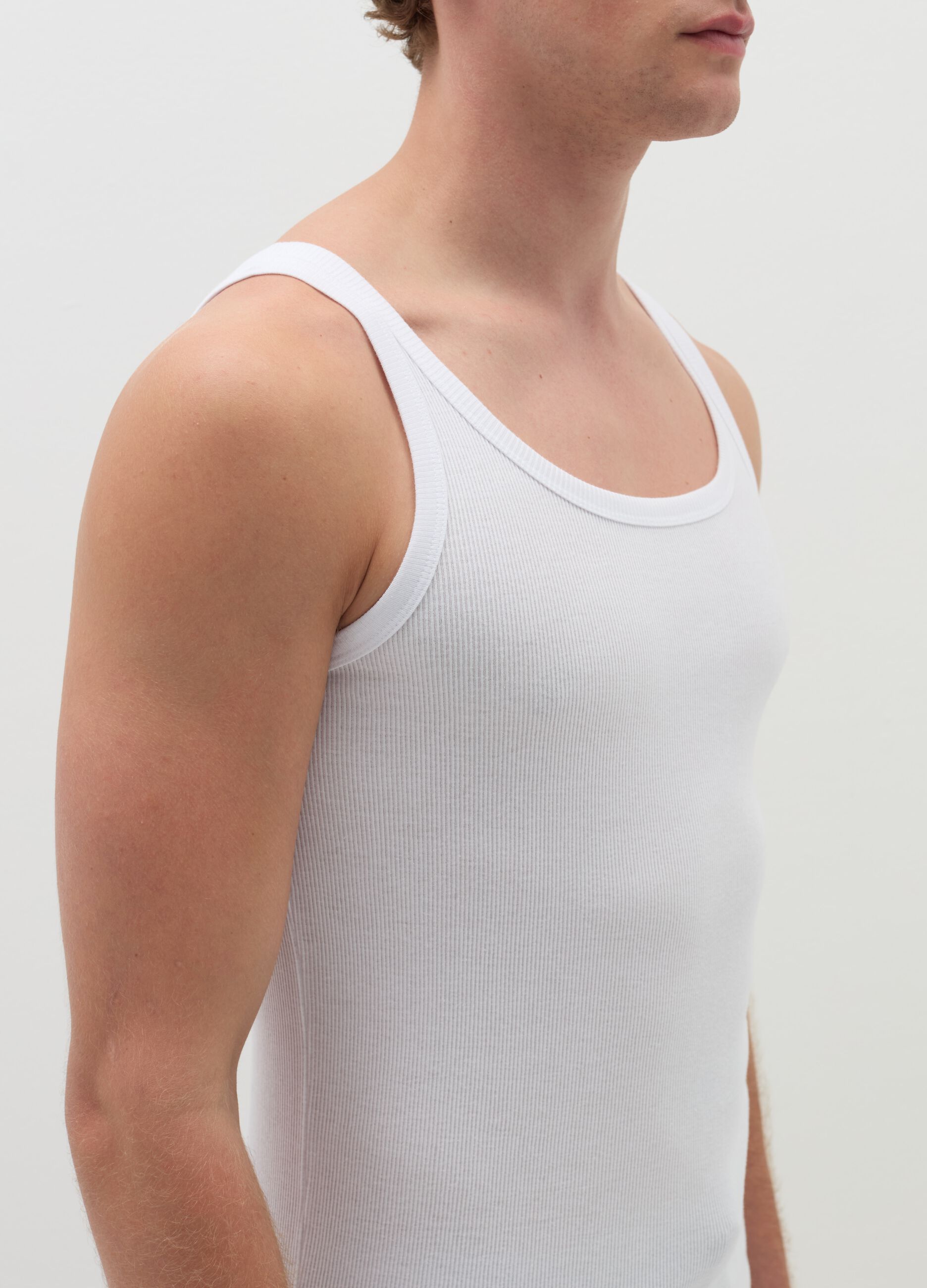 Two-pack ribbed organic cotton racerback vests