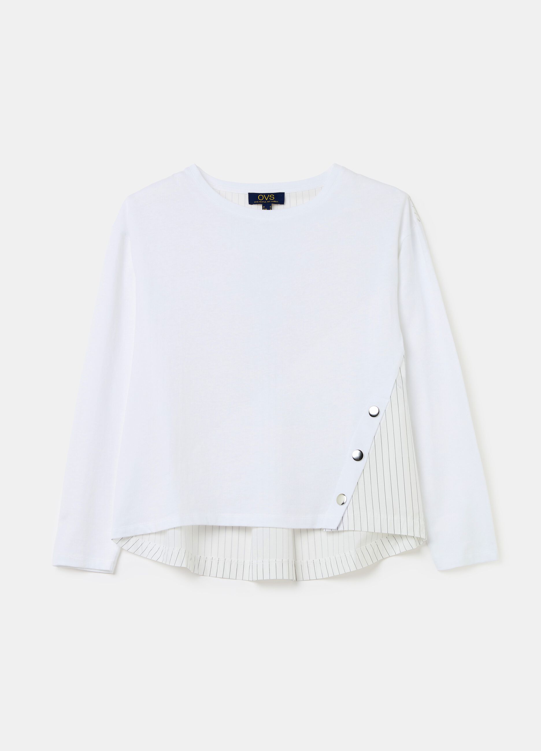 Long-sleeved T-shirt with striped inserts