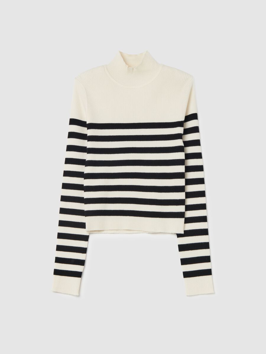 Pullover with striped mock neck_4