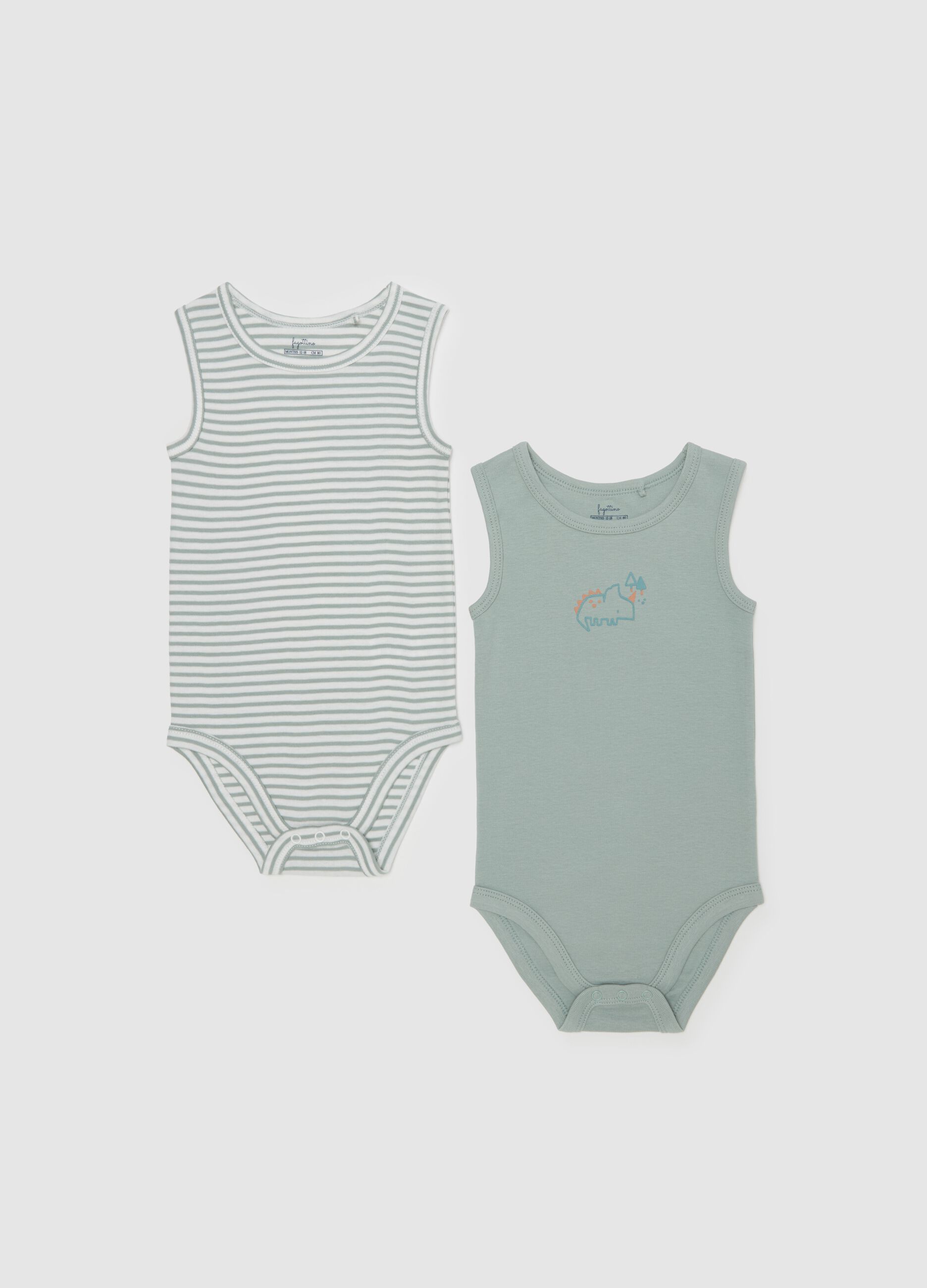 Two-pack bodysuits in organic cotton with striped pattern