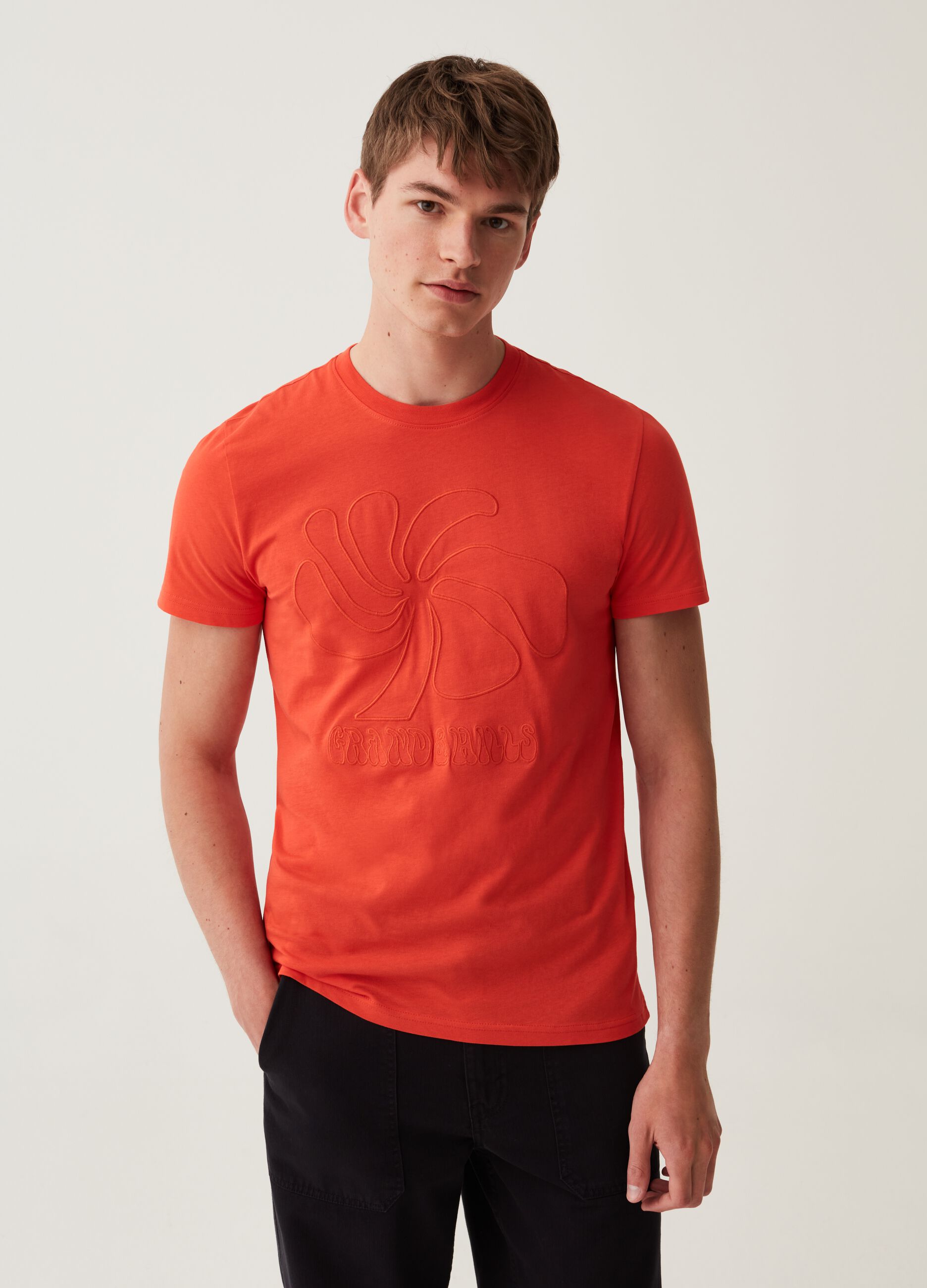 Grand&Hills cotton T-shirt with embroidery