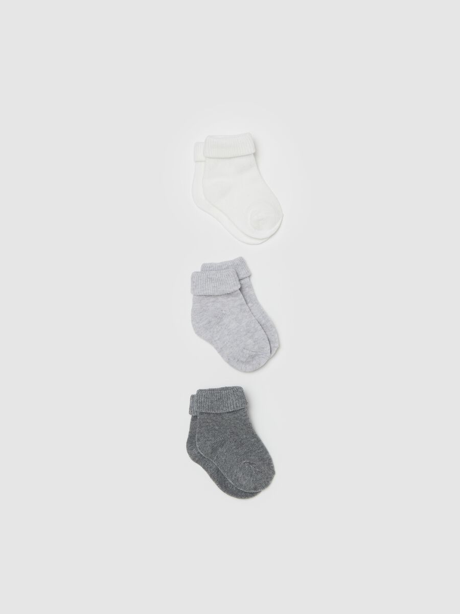 Three-pair pack stretch socks with turn ups_1