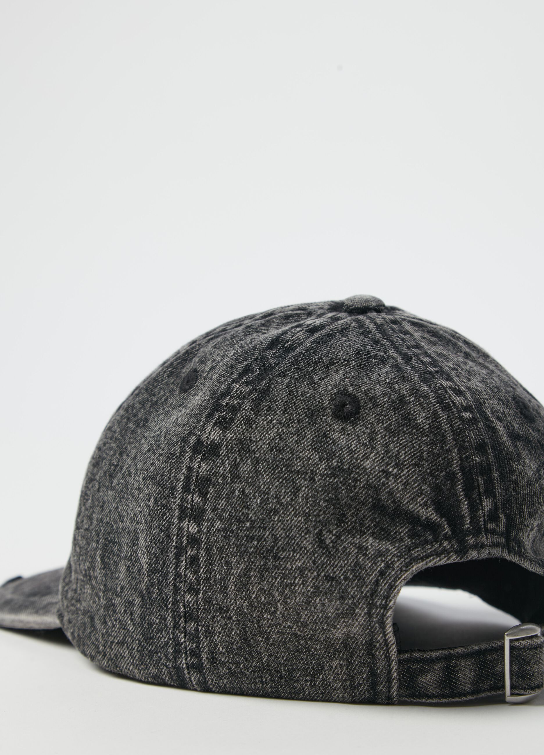 Denim baseball cap with abrasions