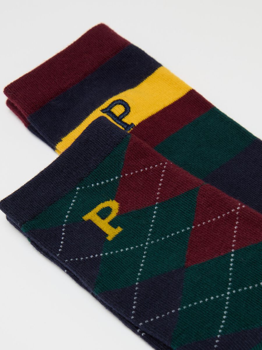 Three-pair pack socks in organic cotton with logo design_1