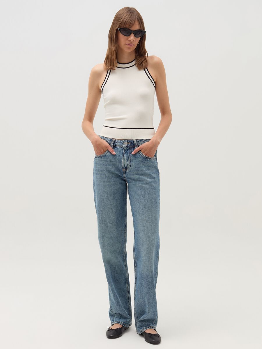 Straight-fit acid wash jeans with fading_0