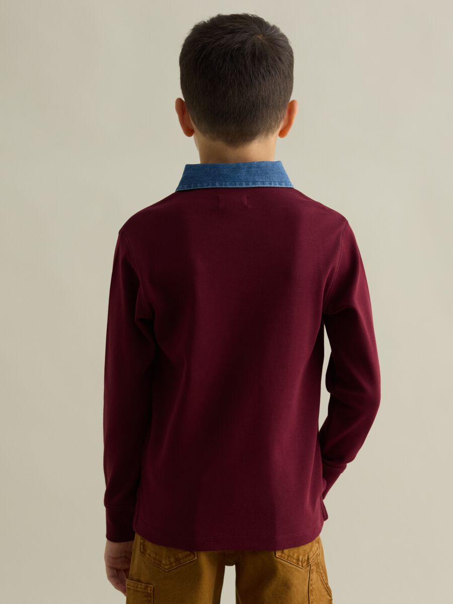 Polo shirt with long sleeves and bouclé patch_1