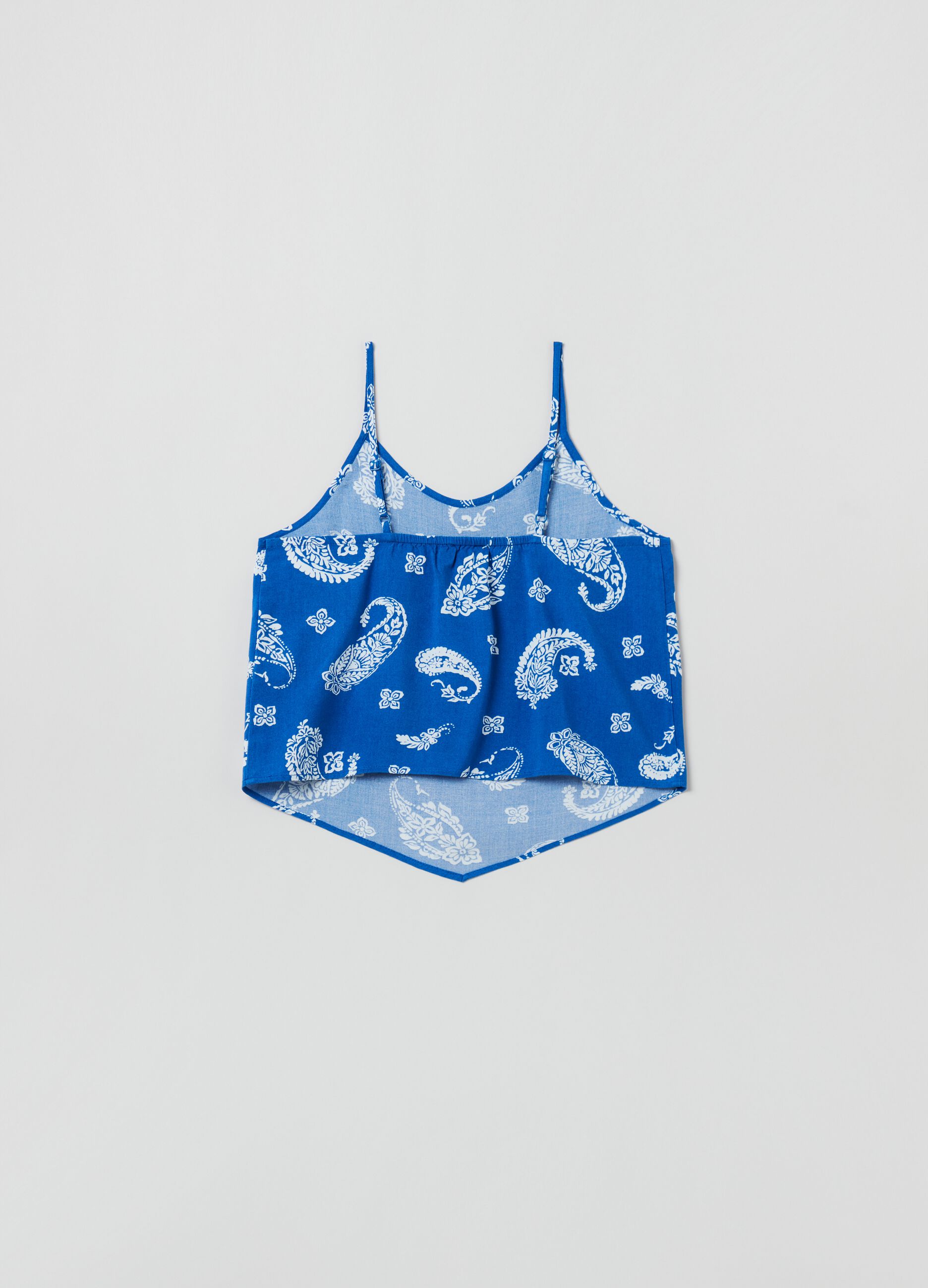 Crop top with all-over paisley print