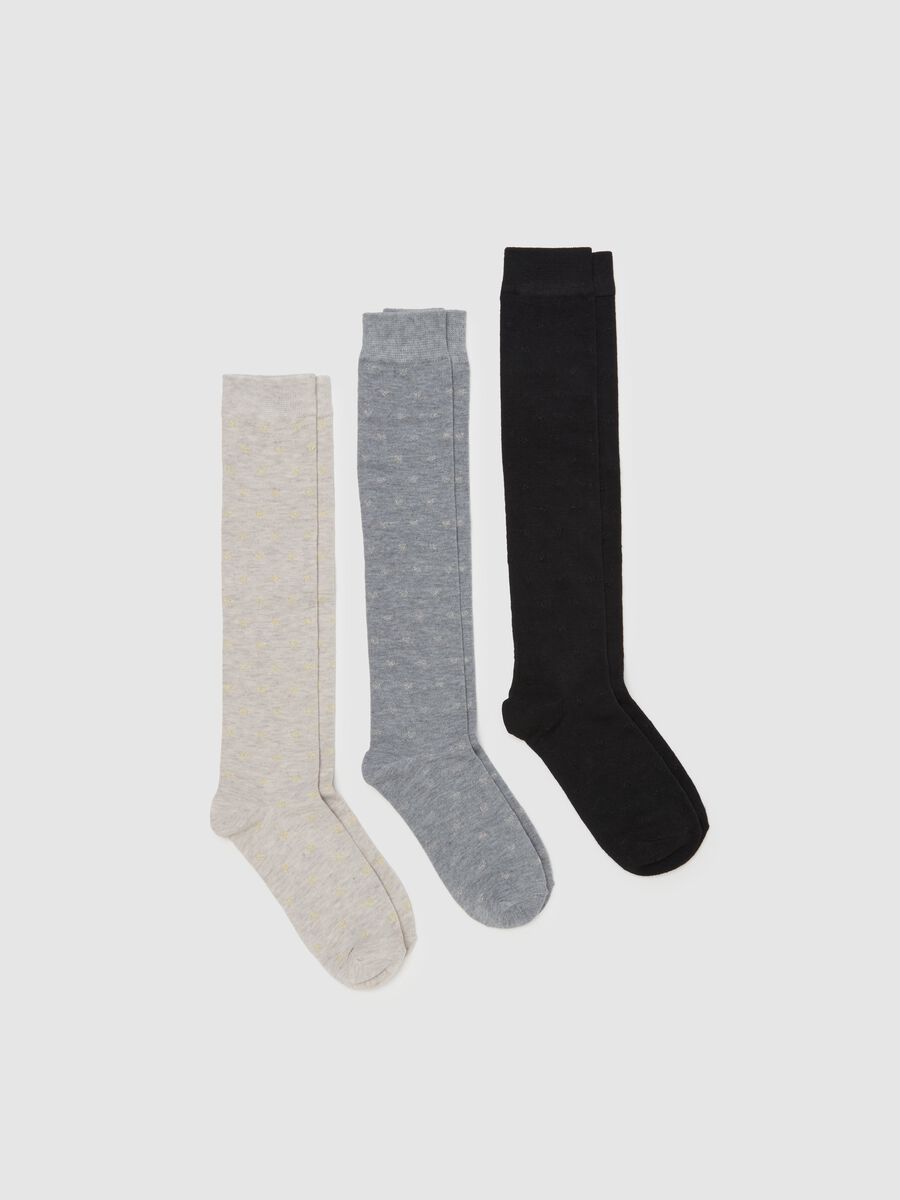 Three-pair pack long socks with lurex_0