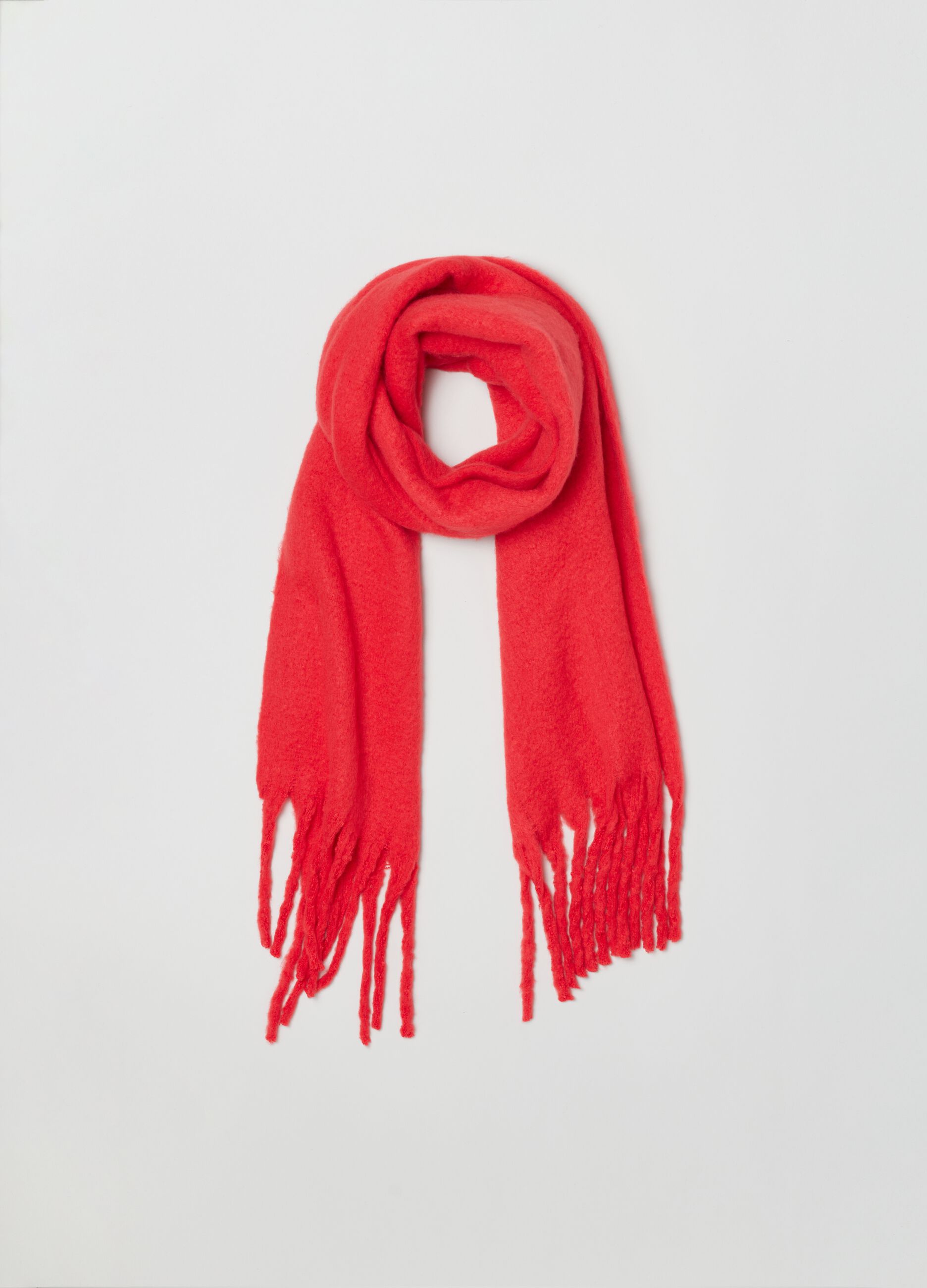 FRINGED SCARF IN MONOGRAM CASHMERE - BLACK / TOFFEE