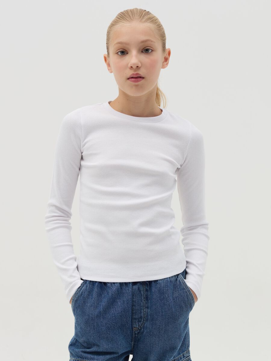 Ribbed T-shirt with long sleeves_0