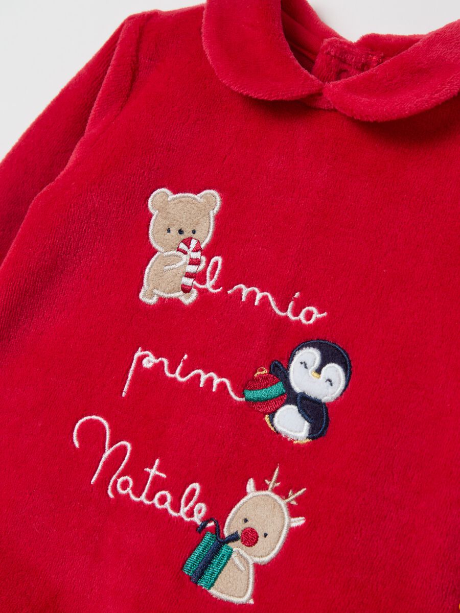 "Il mio primo Natale" velour onesie with feet_2