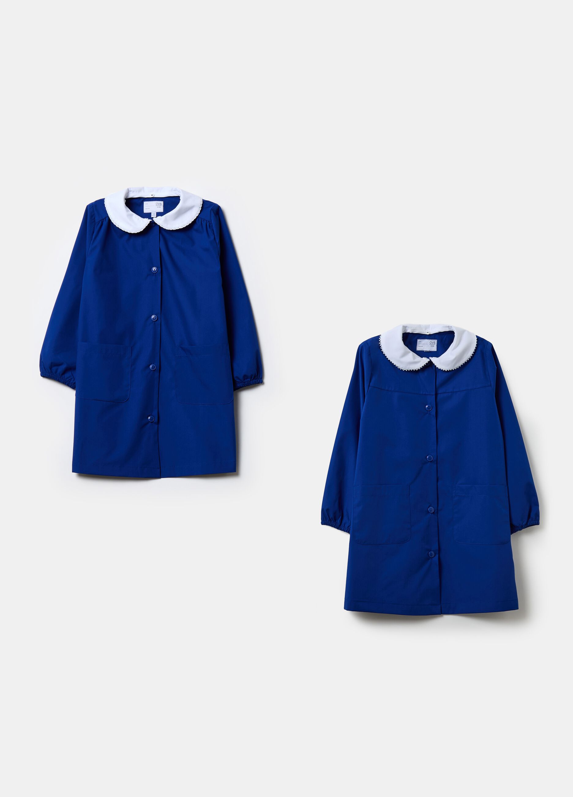 Two-pack solid colour smocks with buttons