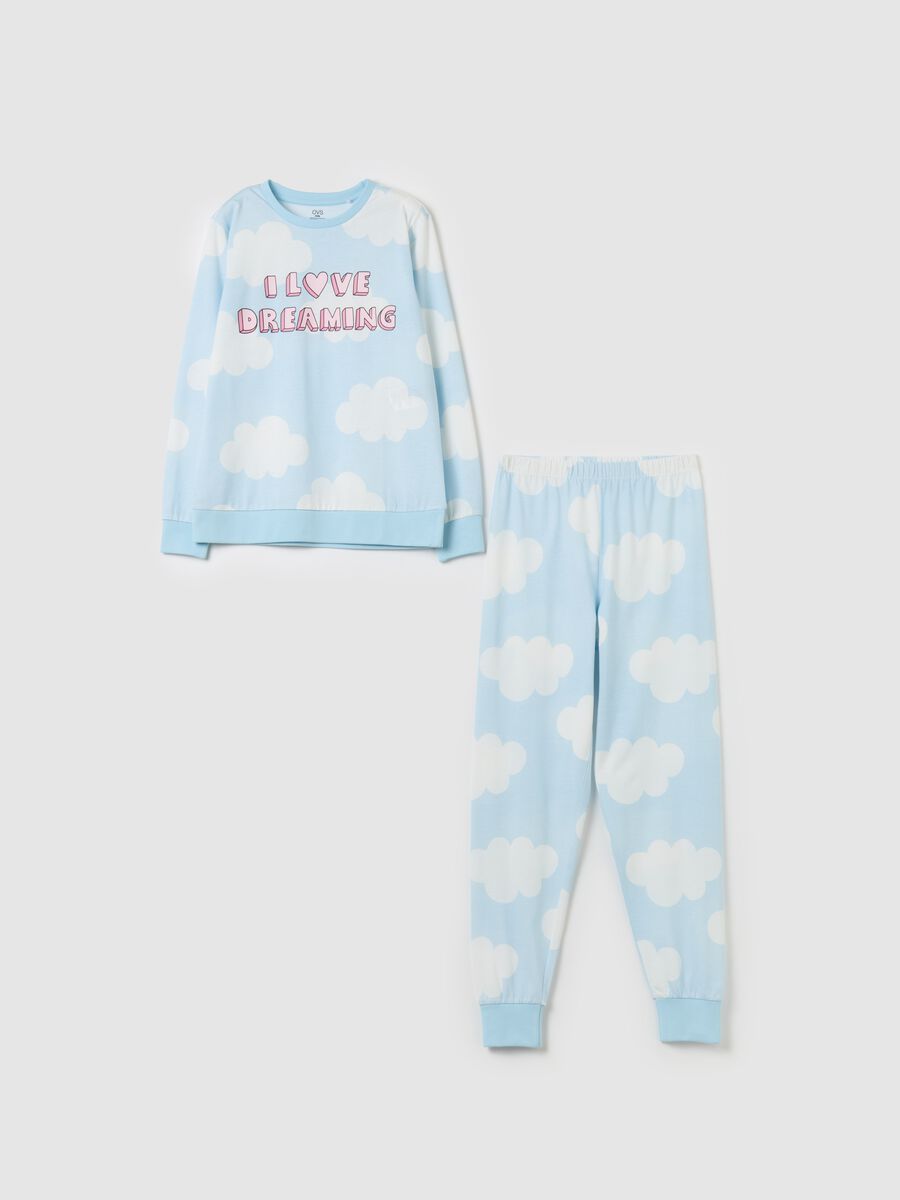 Full-length pyjamas with cloud print_0