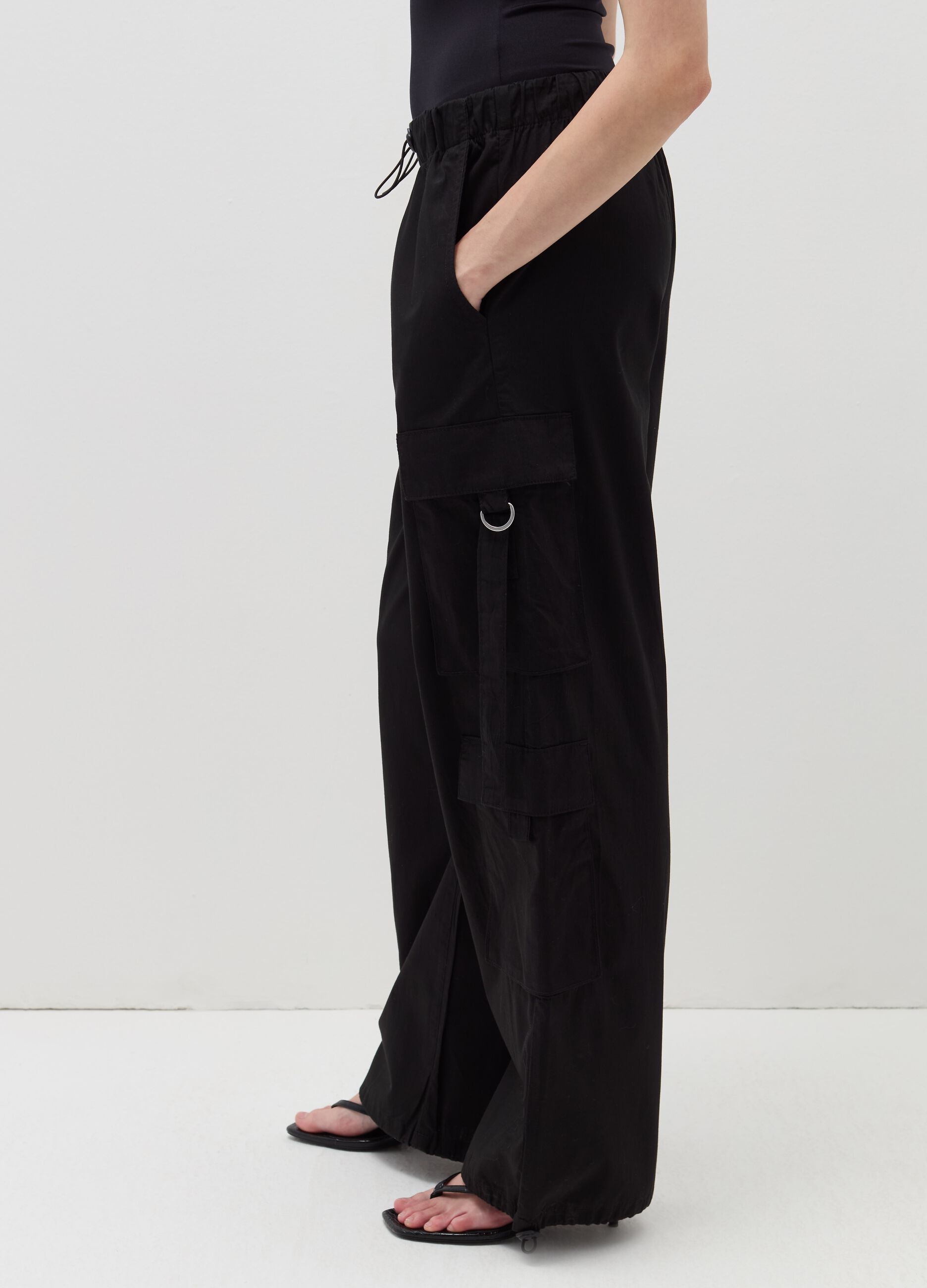 Cotton cargo parachute trousers