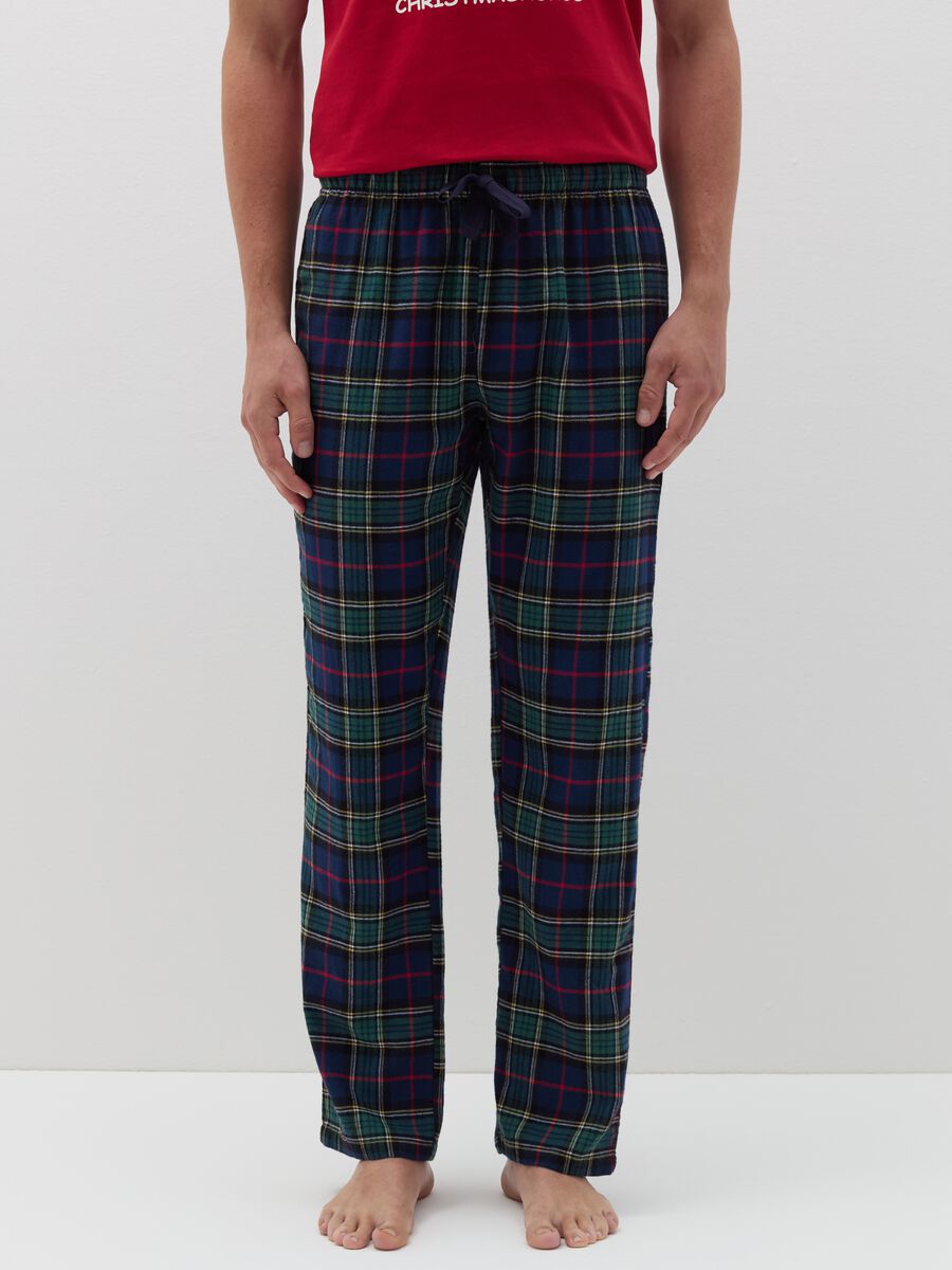 Pantalone pigiama in flanella fantasia tartan_1