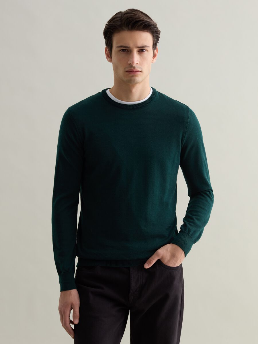 Merino wool pullover with round neck_1