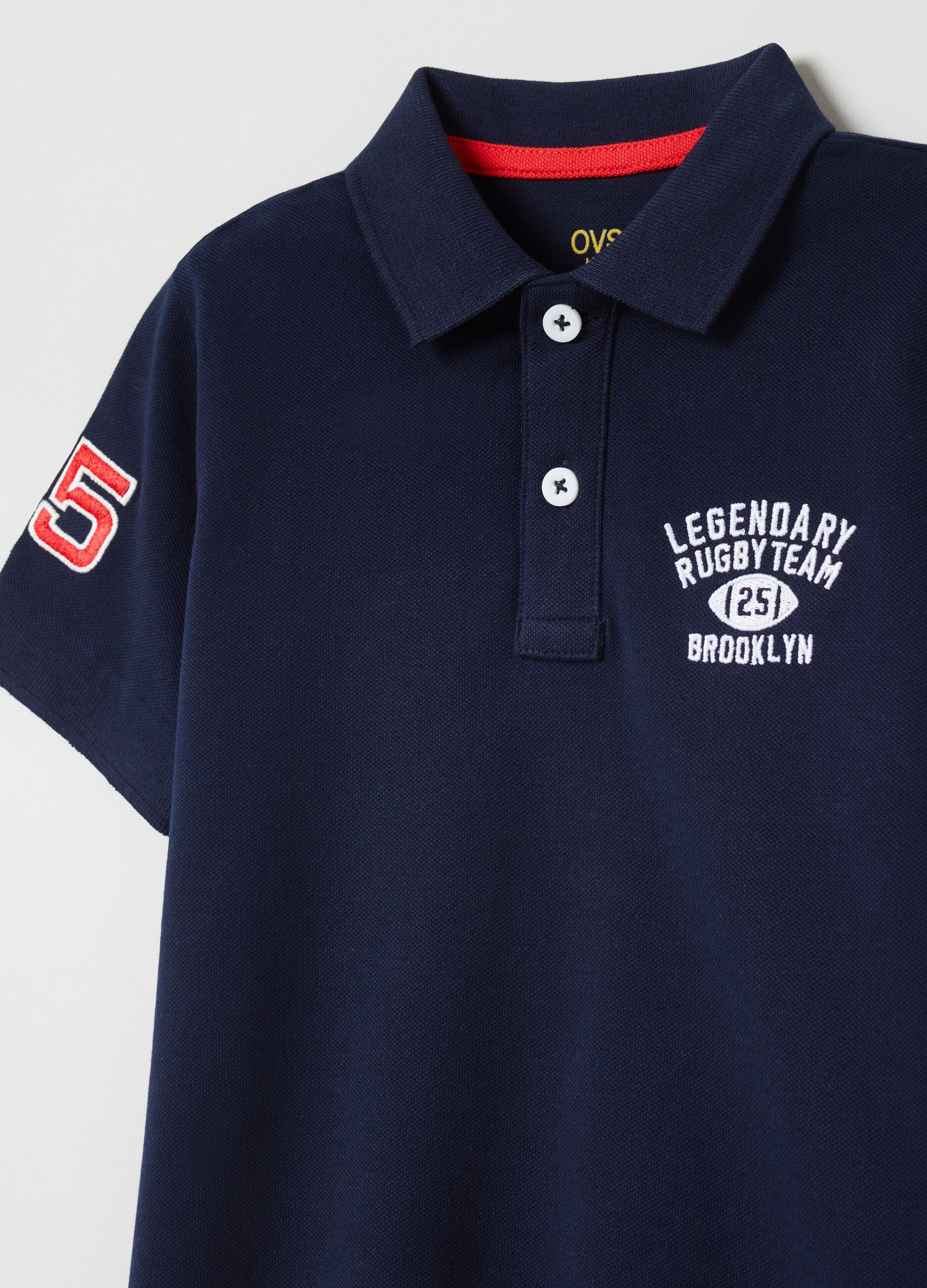 Piquet polo shirt with lettering embroidery