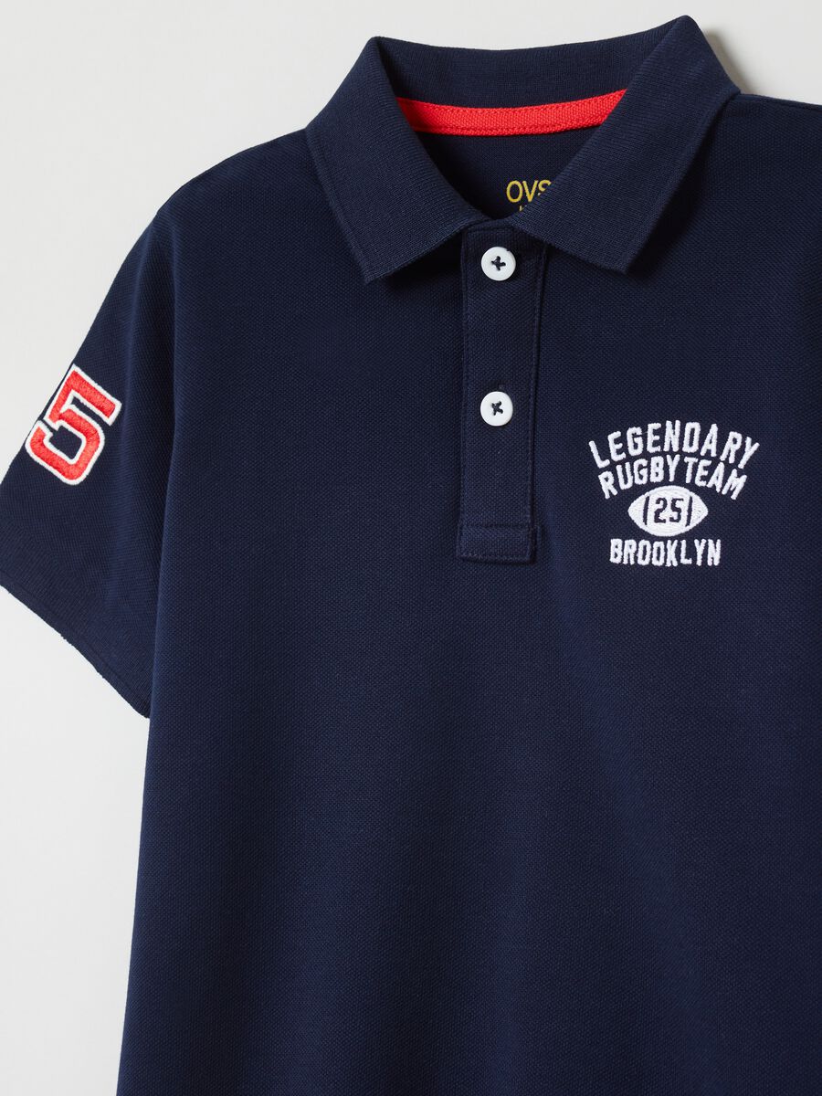 Piquet polo shirt with lettering embroidery_2