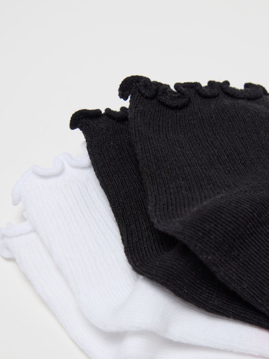 Three-pair pack short socks with wavy hem_1