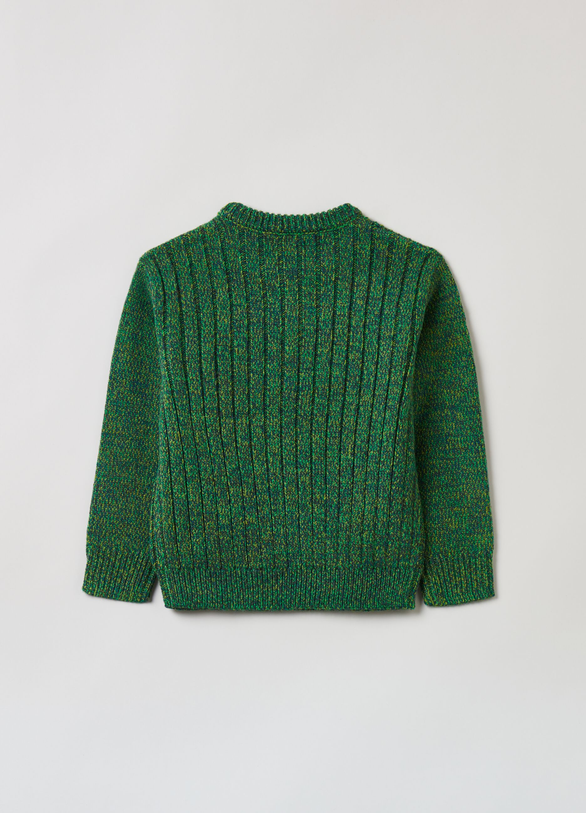 Ribbed mouliné-effect pullover