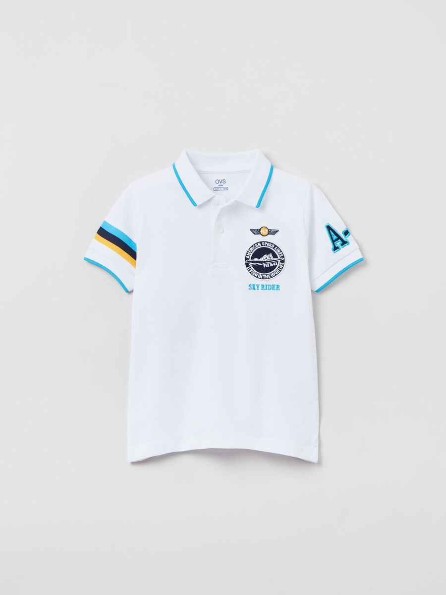 Polo shirt in jersey with print and patch_0